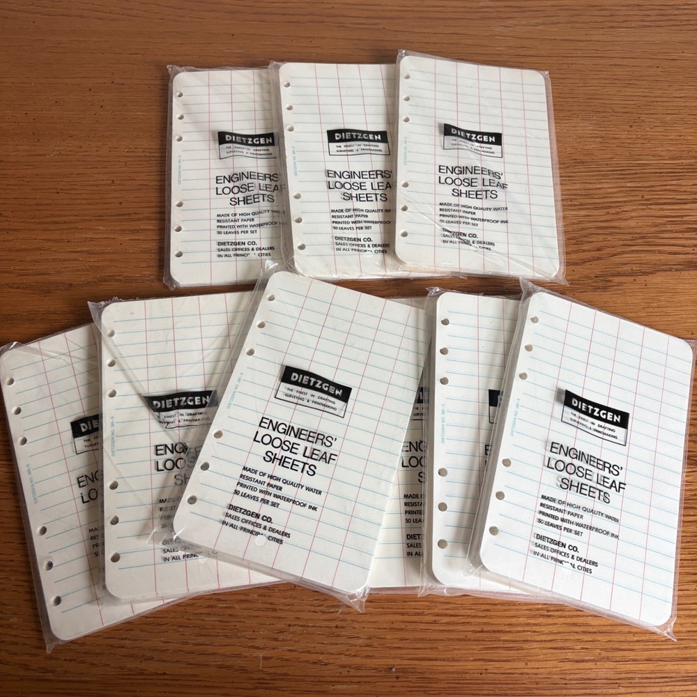 Dietzgen 385-5 Engineers Loose Leaf Sheets 10 Packs 500 Total Vintage Drafting